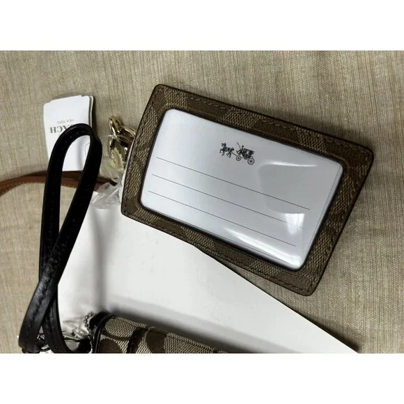 Coach Signature Logo Print Brown Lanyard Wallet & Pouch - Picture 7 of 13